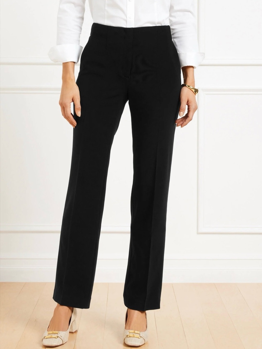 Talbots Easy Travel Black Straight-Leg Dress Pants